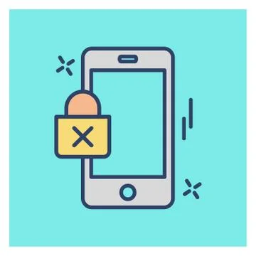 Cyber security colored icon with blue background Illustrazione stock