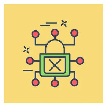Cyber security colored icon with yellow background 스톡 일러스트