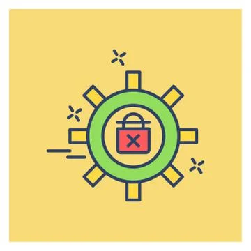 Cyber security colored icon with yellow background Illustrazione stock