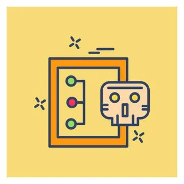 Cyber security colored icon with yellow background Illustrazione stock