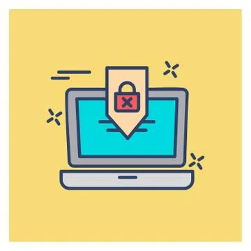 Cyber security colored icon with yellow background Illustrazione stock