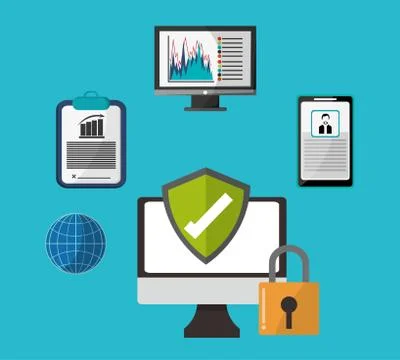 Cyber security with computer design Ilustración de archivo