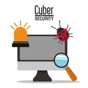 Cyber security with computer design Illustrazione stock