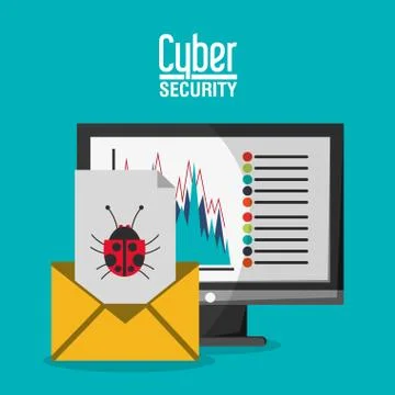 Cyber security with computer design Stock Illustration