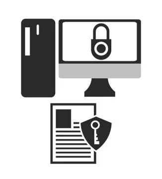 Cyber security with computer design Stock Illustration