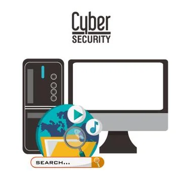 Cyber security with computer design 스톡 일러스트