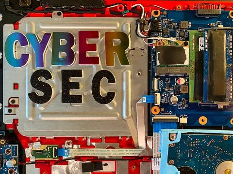 Cyber Security on Computer Motherboard Stock Photos