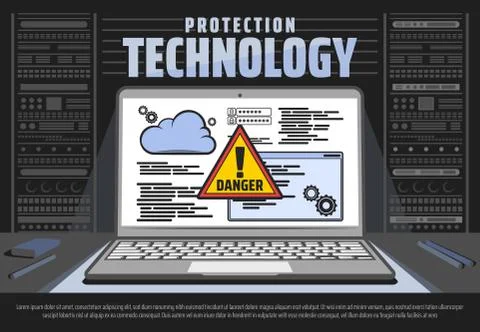 Cyber security, computer protection technology Illustrazione stock