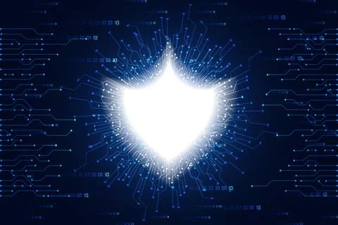 Cyber security concept abstract technology with binary blue, antivirus, virus Stock Illustration