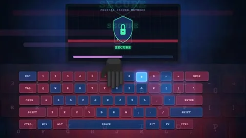 Cyber Security Concept Animation of Hacker Typing on Keyboard with System Видео 341830481