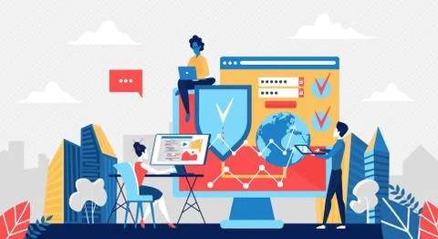 Cyber security concept by antivirus software application Stock Illustration