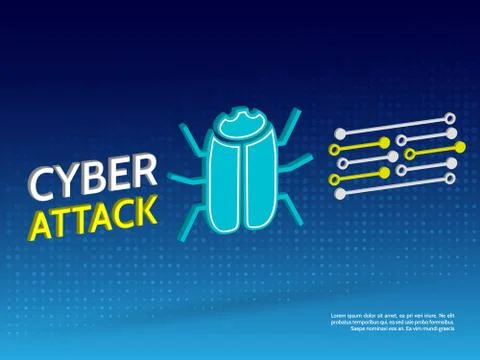 Cyber security concept. Attack of intruders on the network. Illustrazione stock