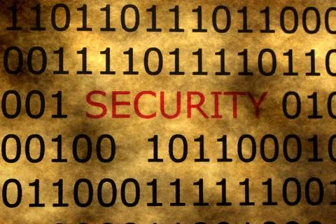 Cyber Security Concept with Binary Code on Grunge Background Stock Photos