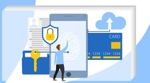 Cyber security concept with characters. Can use for web banner, infographics Stockillustratie