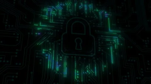 Cyber Security Concept with Circuit Animation Background 스톡 일러스트