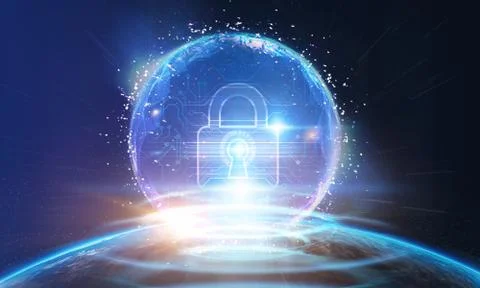 Cyber security concept. Closed Padlock on digital background. 库存插图