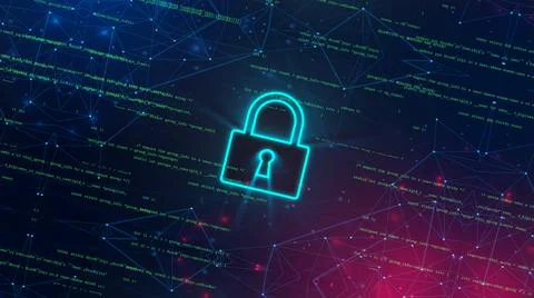 Cyber security concept closed padlock icon. showing code cyber security. Stock Illustration