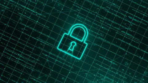 Cyber security concept closed padlock icon. showing code cyber security. Illustrazione stock