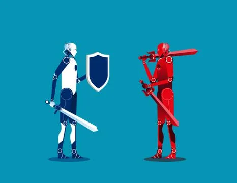 Cyber security. Concept cyborg security vector illustration. Stock Illustration