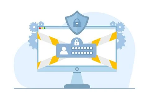 Cyber security concept, data protection metaphors set. Database, cyber security. Illustrazione stock