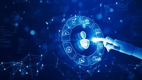 Cyber security concept of digital technology or online privacy protection. .. Stock Illustration