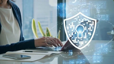 Cyber security concept. Encryption. Data protection. Anti virus software. Commun Stock Footage 162200156