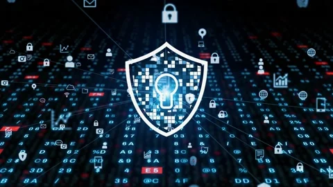 Cyber security concept. Encryption. Data protection. Anti virus software. Commun Stock Footage 162200382