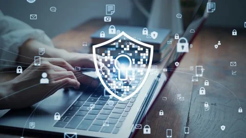 Cyber security concept. Encryption. Data protection. Anti virus software. Commun Stock Footage 162201305