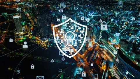 Cyber security concept. Encryption. Data protection. Anti virus software. Commun Stock Footage 170401728