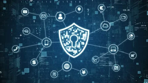 Cyber security concept. Encryption. Data protection. Anti virus software. Commun Stock-Footage 177785980
