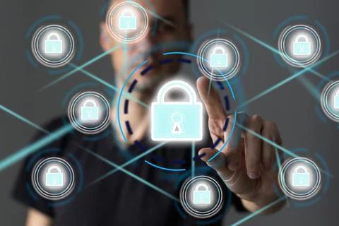 Cyber security concept. Encryption. Data protection. Anti virus software Stock Photos