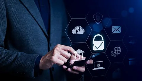 Cyber security concept. Global network security technology, Stock Photos