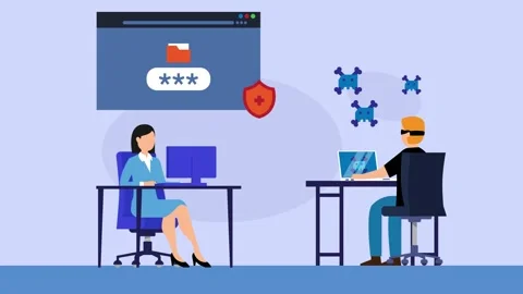 Cyber Security Concept with Hacker Attacking Business Woman Personal Data a.. Stock Footage 337943312