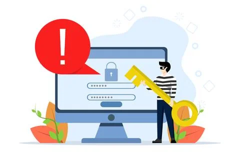 Cyber security concept. hackers try to attack and steal personal data. Stock-Illustration