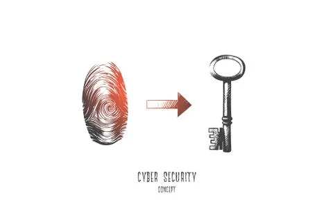 Cyber security concept. Hand drawn isolated vector. Stock Illustration