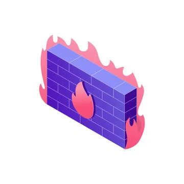 Cyber security concept illustration in 3d design. Firewall isometric design Illustrazione stock