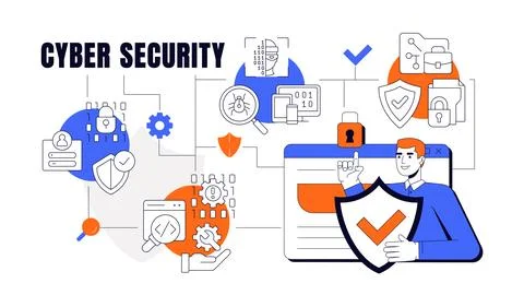 Cyber security concept illustration Stock Illustration