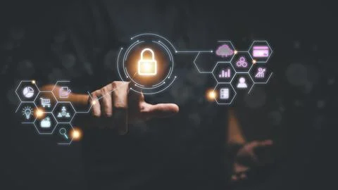 Cyber security concept, information security and encryption, secure access .. Stock Photos