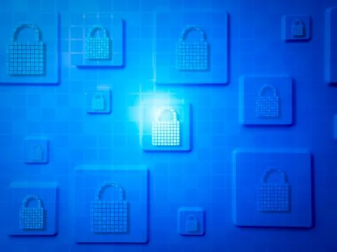 Cyber security concept. Internet cyber personal data secure background. Digit Stockfoto's