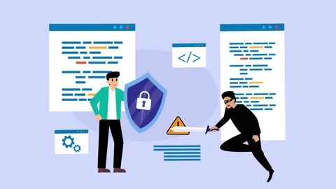 Cyber Security Concept with IT Professional Defending Against Hacker Attack.. Stock Footage 337954586