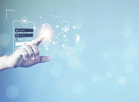 Cyber security concept, Login, User, identification information security and Stock Photos