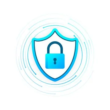 Cyber security concept. Padlock, lock. Privacy concept. Flat button. Digital Stock Illustration