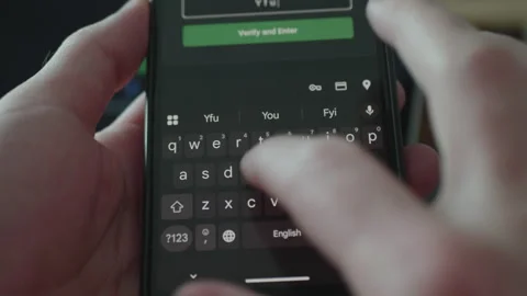 Cyber security concept. Person using a mobile application to unlock Stock Footage 335521884
