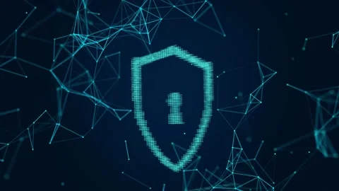 Cyber security concept. Personal data protection. Connection structure shields. Stock Footage 169360384