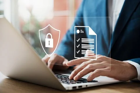 Cyber ??security concept, privacy to protect data, lock icon and internet n.. Stock Photos