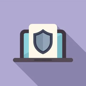 Cyber security concept with protective shield on laptop Stock Illustration
