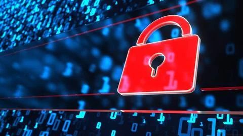 Cyber Security Concept Red DLock, cyber security concept. 3d illustration.... 写真素材
