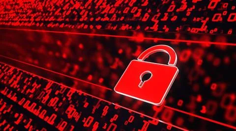 Cyber Security Concept Red DLock, cyber security concept. 3d illustration.... Stockfoto's
