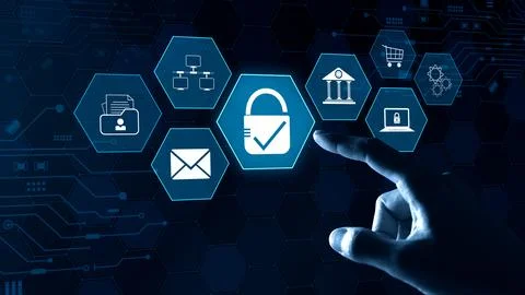 Cyber security concept. Secure internet access Future technology. Stock Photos