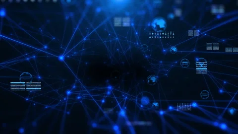 Cyber Security Concept with Shield and Keyhole Icon on Digital Data Background Stock Footage 345379846
